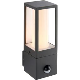 Loops Outdoor Rectangular Wall Lantern Light with PIR - 7W GU10 LED - Textured Grey - thumbnail 4