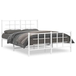 Berkfield Home Metal Bed Frame without Mattress with Footboard White 140x200cm - Size: 140x200 cm - thumbnail 2