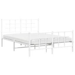 Berkfield Home Metal Bed Frame without Mattress with Footboard White 140x200cm - Size: 140x200 cm - thumbnail 4