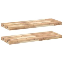 Berkfield Home Floating Shelves 2 pcs 80x30x4 cm Untreated Solid Wood Acacia in Brown - Size: 80 x 30 x 4 cm - thumbnail 2