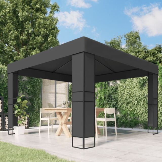 Berkfield Home Gazebo with Double Roof 3x3 m Anthracite in Black - image 1