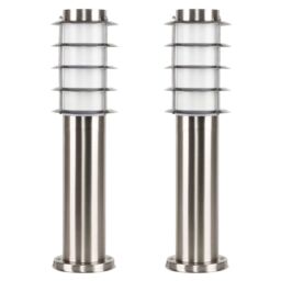 ValueLights Wharf Set of 2 Stainless Steel Outdoor 450mm Ground Post Bollard Lights in Silver - thumbnail 2