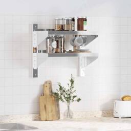 Berkfield Home 2-Tier Wall Shelf 50x30x60 cm Silver Stainless Steel - Size: 50 x 30 x 60 cm - thumbnail 3