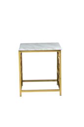 Orsina Modern Black Marble Side Table, Silver Finished Bedside Table, Small Table By Couch, Stylish Lounge Table in White - thumbnail 5