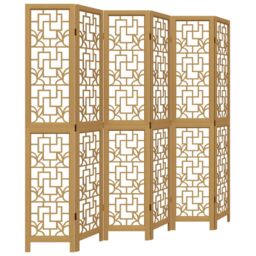 Berkfield Home Room Divider 6 Panels Brown Solid Wood Paulownia - thumbnail 2