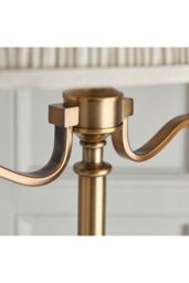 Netlighting Stanford 2 Light Floor Lamp Antique Brass with Beige Shade E14 in Gold - thumbnail 5