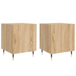 Berkfield Home Modern Bedside Cabinets 2 pcs Sonoma Oak 40x40x50 cm Engineered Wood in Brown - Size: 40 x 40 x 50 cm - thumbnail 3