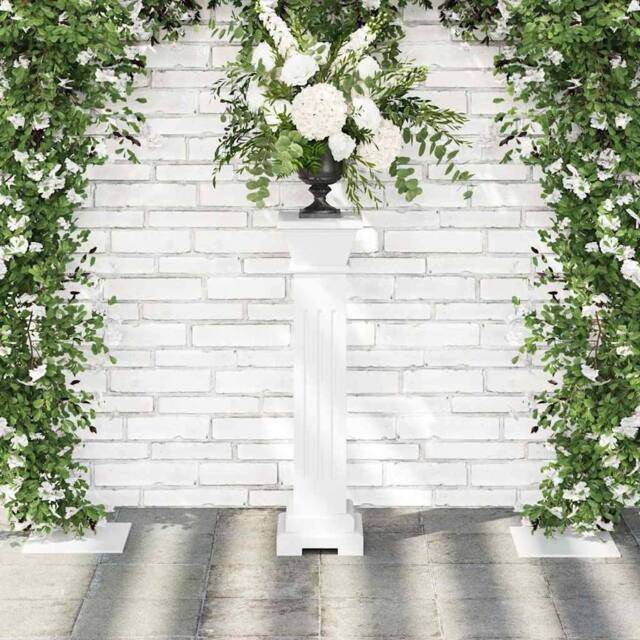 Berkfield Home Beautiful Classic Square Pillar Plant Stand MDF in White - image 1