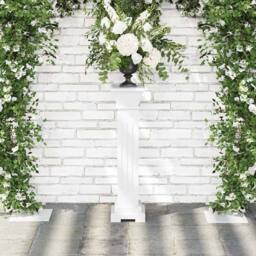 Berkfield Home Beautiful Classic Square Pillar Plant Stand MDF in White - thumbnail 1