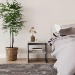 EONLION 2x 40cm Bedside Tables, Wood & Steel Open Shelf Nightstands in White - Size: 2x 40 cm - thumbnail 9