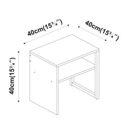 EONLION 2x 40cm Bedside Tables, Wood & Steel Open Shelf Nightstands in White - Size: 2x 40 cm - thumbnail 2