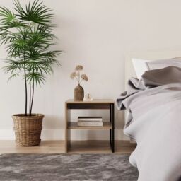 EONLION 2x 40cm Bedside Tables, Wood & Steel Open Shelf Nightstands in White - Size: 2x 40 cm - thumbnail 6