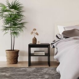 EONLION 2x 40cm Bedside Tables, Wood & Steel Open Shelf Nightstands in White - Size: 2x 40 cm - thumbnail 5