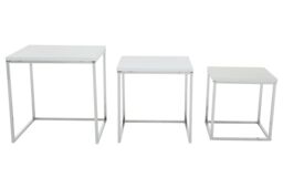 Orsina Set of Three Nesting Side Tables, Modern Nesting Tables, Nesting End Tables for Living Room in White - thumbnail 2