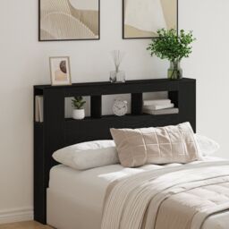 Berkfield Home LED Headboard Black Oak 140x18, 5x40 cm Engineered Wood