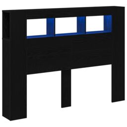 Berkfield Home LED Headboard Black Oak 140x18, 5x40 cm Engineered Wood - thumbnail 3
