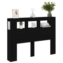 Berkfield Home LED Headboard Black Oak 140x18, 5x40 cm Engineered Wood - thumbnail 2