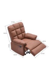 Living and Home Brown Checkered Faux Leather Upholstered Recliner Armchair - thumbnail 2