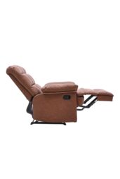 Living and Home Brown Checkered Faux Leather Upholstered Recliner Armchair - thumbnail 4