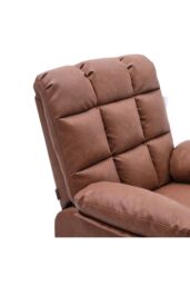Living and Home Brown Checkered Faux Leather Upholstered Recliner Armchair - thumbnail 5