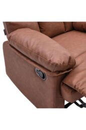 Living and Home Brown Checkered Faux Leather Upholstered Recliner Armchair - thumbnail 6