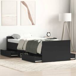 Berkfield Home Durable Bed Frame with Headboard & Footboard Black 100x200 cm - thumbnail 2