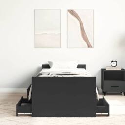Berkfield Home Durable Bed Frame with Headboard & Footboard Black 100x200 cm - thumbnail 4
