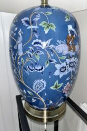 Downton Interiors Blue Ceramic Table Lamp with Plain Shade - Size: Large - thumbnail 4