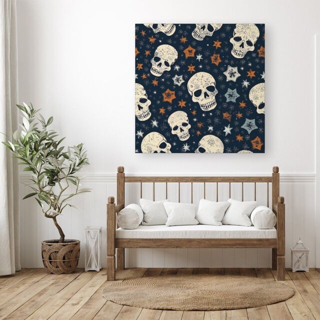 "Warren Reed - Designer Skulls & Stars Canvas - Size: W30"" x H30""" - image 1