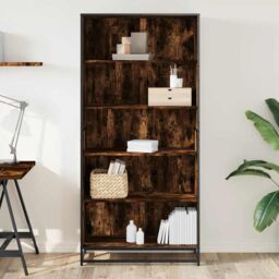 Berkfield Home Bookcase Smoked Oak 80.5x35x170.5 cm Engineered Wood in Brown - thumbnail 3