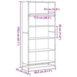 Berkfield Home Bookcase Smoked Oak 80.5x35x170.5 cm Engineered Wood in Brown - thumbnail 9