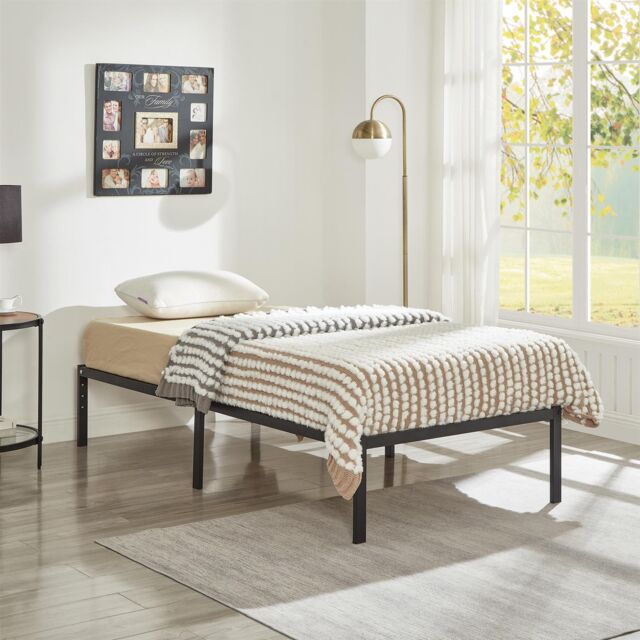 House of Home Single Metal Bed Frame Durable Black Powder Coating, 198 x 91 x 40 cm - image 1