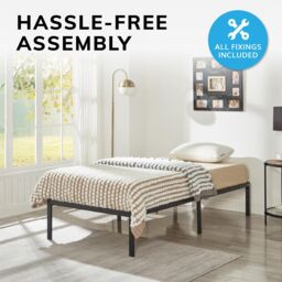 House of Home Single Metal Bed Frame Durable Black Powder Coating, 198 x 91 x 40 cm - thumbnail 5