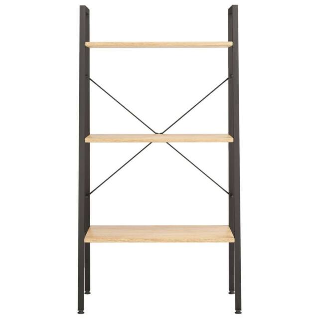 Berkfield Home Practical 3-Tier Standing Shelf Light Brown & Black 56x35x108 cm - Size: 56 x 35 x 108 cm - image 1