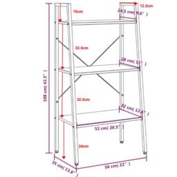 Berkfield Home Practical 3-Tier Standing Shelf Light Brown & Black 56x35x108 cm - Size: 56 x 35 x 108 cm - thumbnail 8