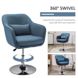 HOMCOM Stylish Retro Linen Swivel Tub Chair Steel Frame Cushion Seat in Blue - thumbnail 5