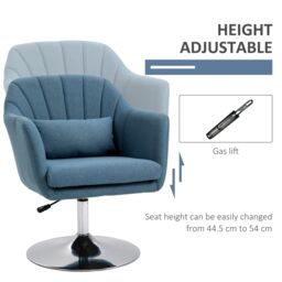 HOMCOM Stylish Retro Linen Swivel Tub Chair Steel Frame Cushion Seat in Blue - thumbnail 4