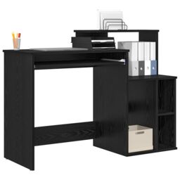 Berkfield Home Desk with Storage Black Oak 120.5x44x88.5 cm Engineered Wood - thumbnail 3