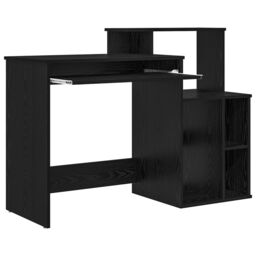 Berkfield Home Desk with Storage Black Oak 120.5x44x88.5 cm Engineered Wood - thumbnail 4