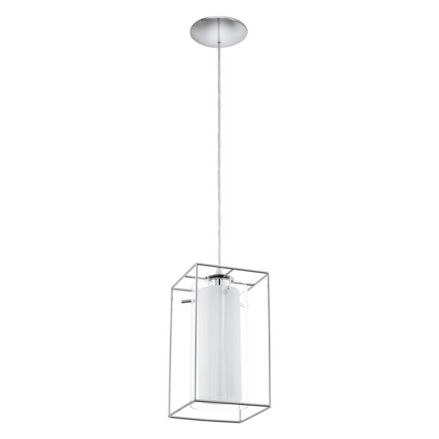 Loops Pendant Light Chrome Plated Shade Clear White Glass Satin Glass Bulb E27 1x60W - image 1