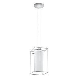 Loops Pendant Light Chrome Plated Shade Clear White Glass Satin Glass Bulb E27 1x60W - thumbnail 1