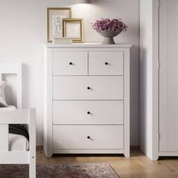 Lemon Pavilion Furniture Havana 3+2 Chest of Drawers - Pine/Metal - L39xW90xH120 cm in White - thumbnail 4