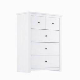 Lemon Pavilion Furniture Havana 3+2 Chest of Drawers - Pine/Metal - L39xW90xH120 cm in White - thumbnail 1