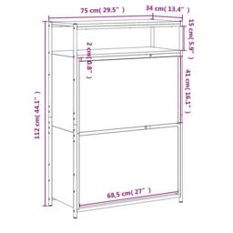 Berkfield Home Shoe Cabinet Smoked Oak 75x34x112 Engineered Wood in Brown - thumbnail 9