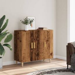 Berkfield Home Sideboard Old Wood 90x34x80 cm Engineered Wood in Brown - Size: 90 x 34 x 80 cm - thumbnail 3