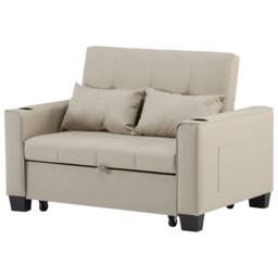 ModernLuxe 2 seater sofa bed with cup holders & pull out sleeper in Beige - thumbnail 8