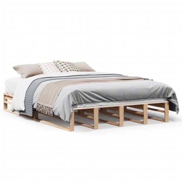 Berkfield Home Bed Frame without Mattress 140x200 cm Solid Wood Pine in Light Tan - image 1