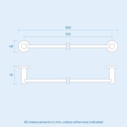 Nes Home 600mm Matte Black Single Towel Bar Stainless Steel Modern Towel Rod for Bathroom - thumbnail 4