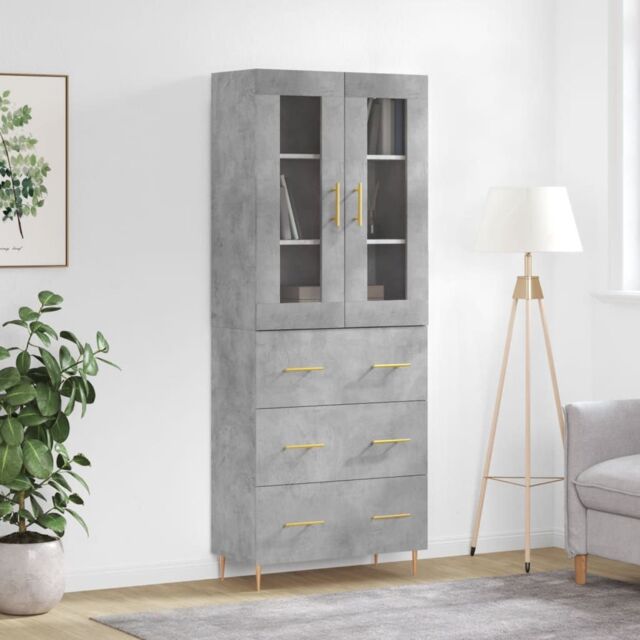 Berkfield Home Highboard Concrete Grey 69.5x34x180 cm Engineered Wood - image 1