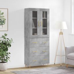 Berkfield Home Highboard Concrete Grey 69.5x34x180 cm Engineered Wood - thumbnail 1